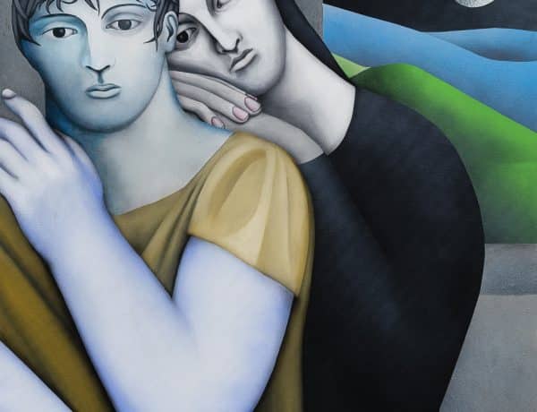 Vojtech Kovarik, The Present and the Past, 2022, sable et acrylique sur toile, 200 x 200 cm.