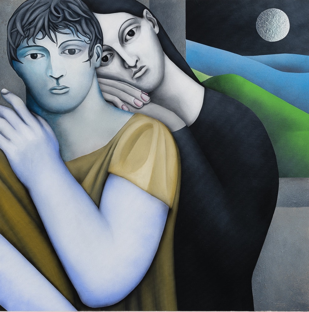 Vojtech Kovarik, The Present and the Past, 2022, sable et acrylique sur toile, 200 x 200 cm.